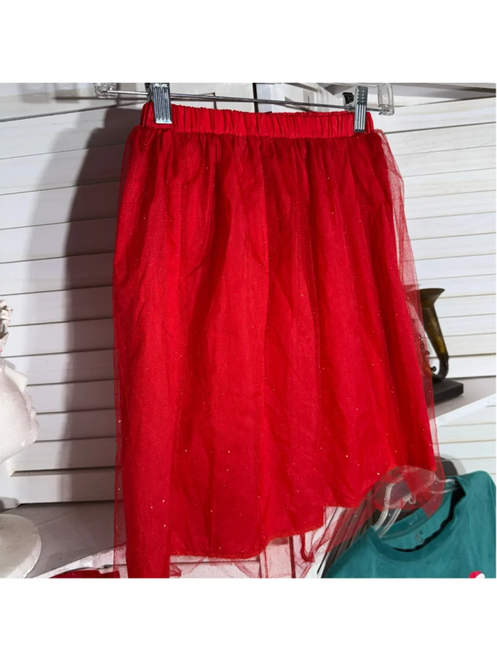 Vintage Christmas Elf costume complete hat skirt top stocking Halloween girls 12